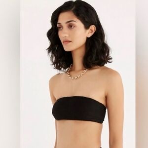 NWT Revolve Rumer The Label Black Cassidy Bandeau Textured Swim Top. Sz M